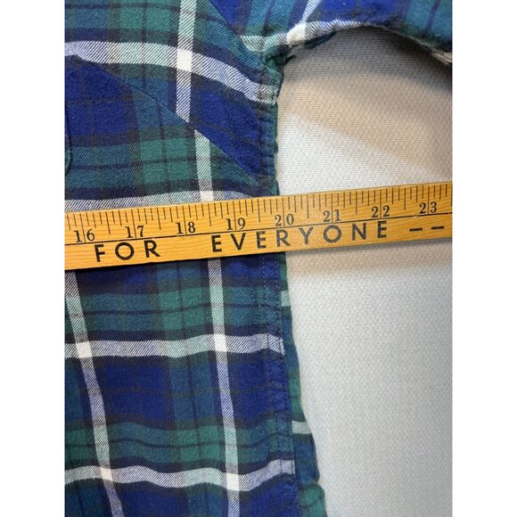 Jachs Girlfriend Flannel Snap Front Shirt Sz M Blue Green Plaid Stretch Comfort - Picture 11 of 13